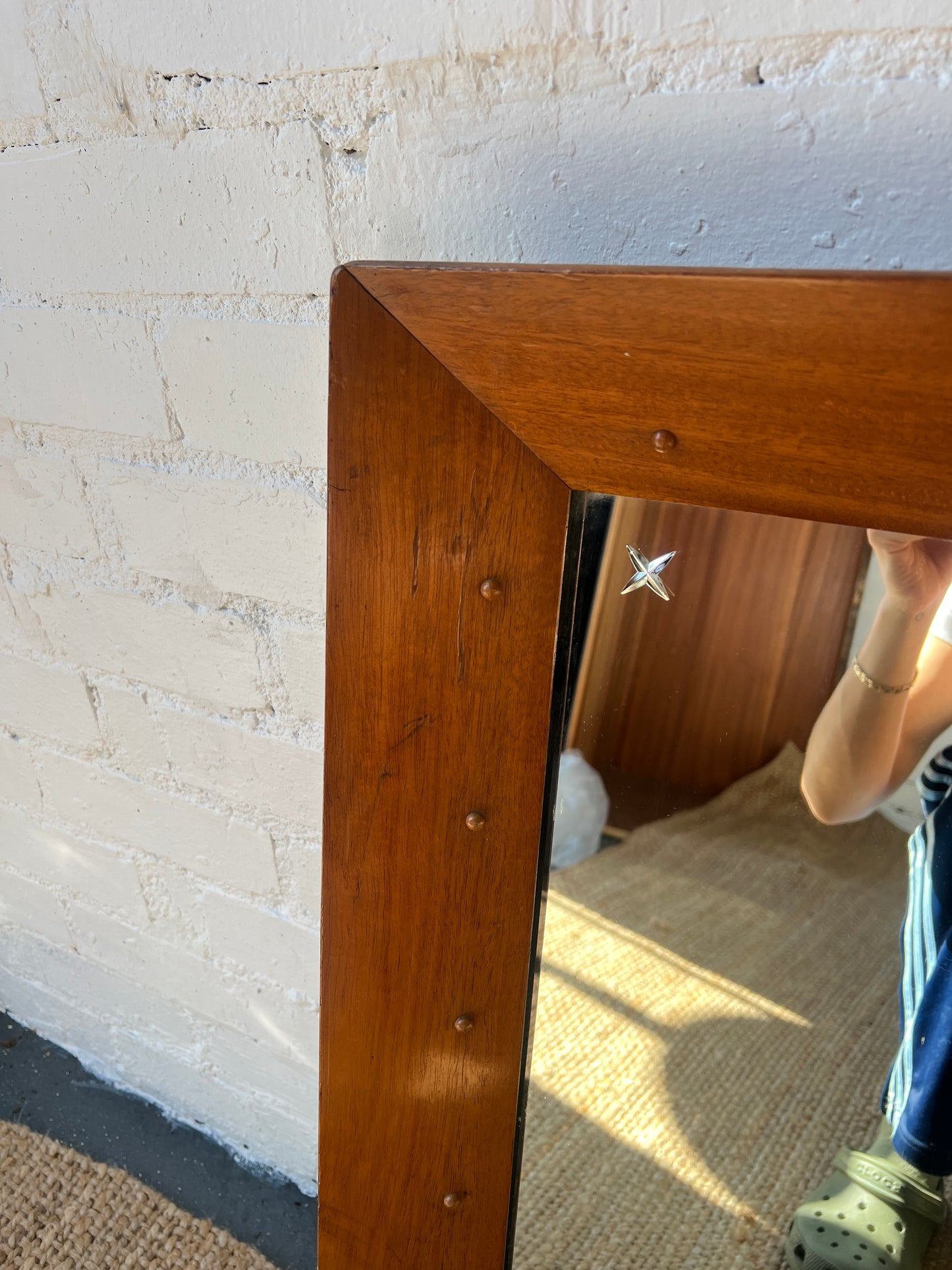 60S MID CENTURY WOODEN MIRROR