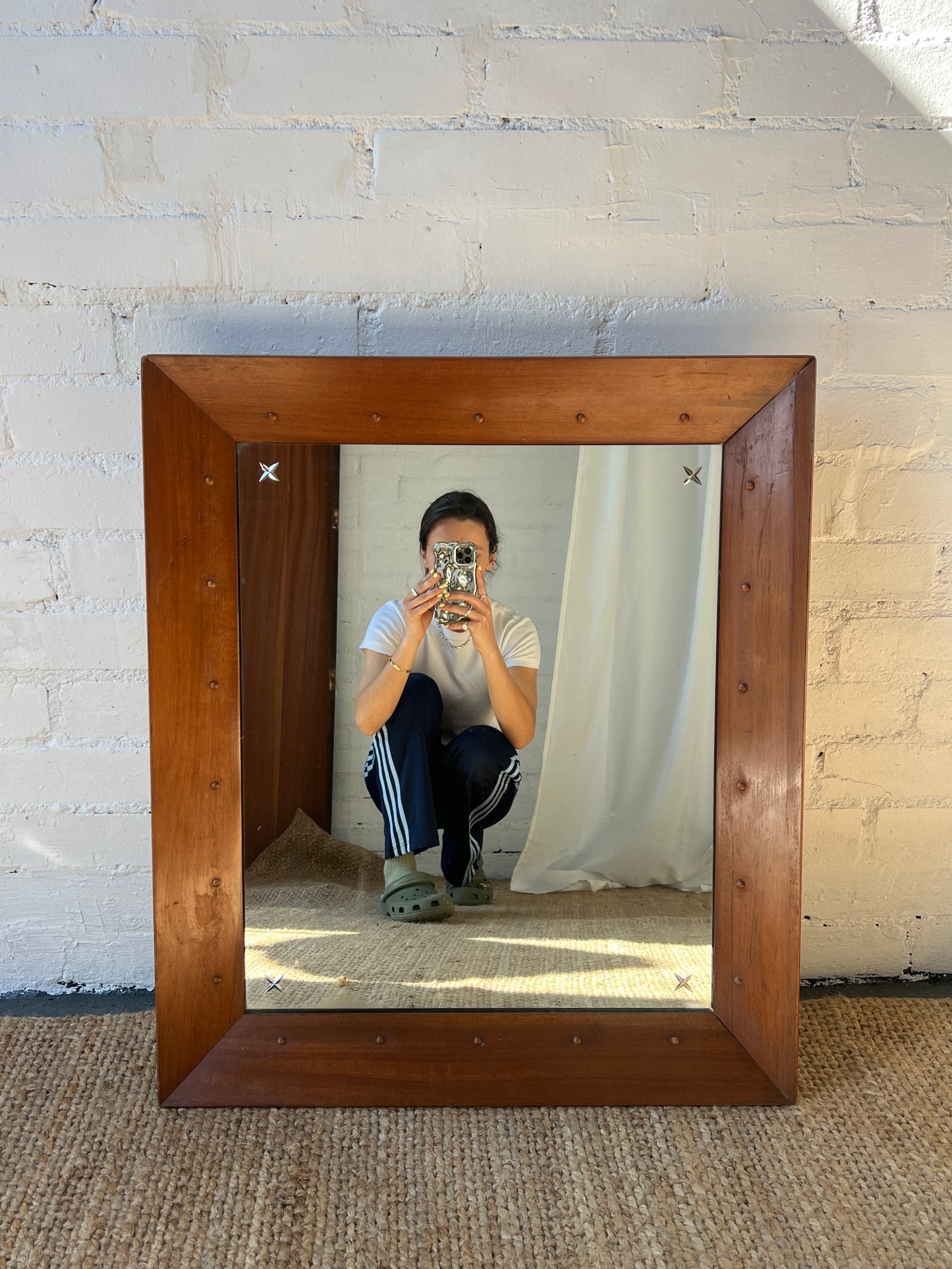 60S MID CENTURY WOODEN MIRROR