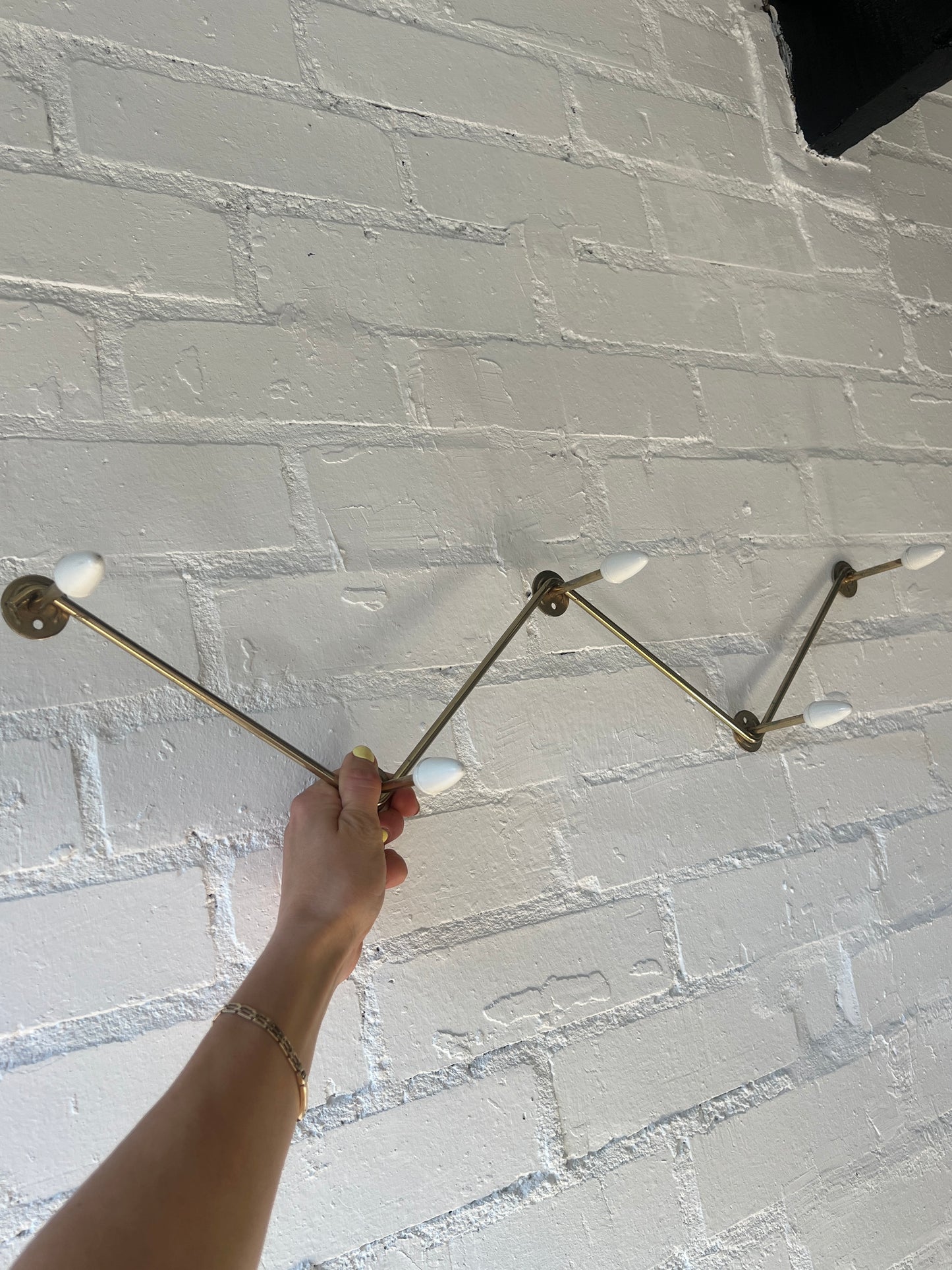 50S WHITE AND BRASS WALL HOOKS