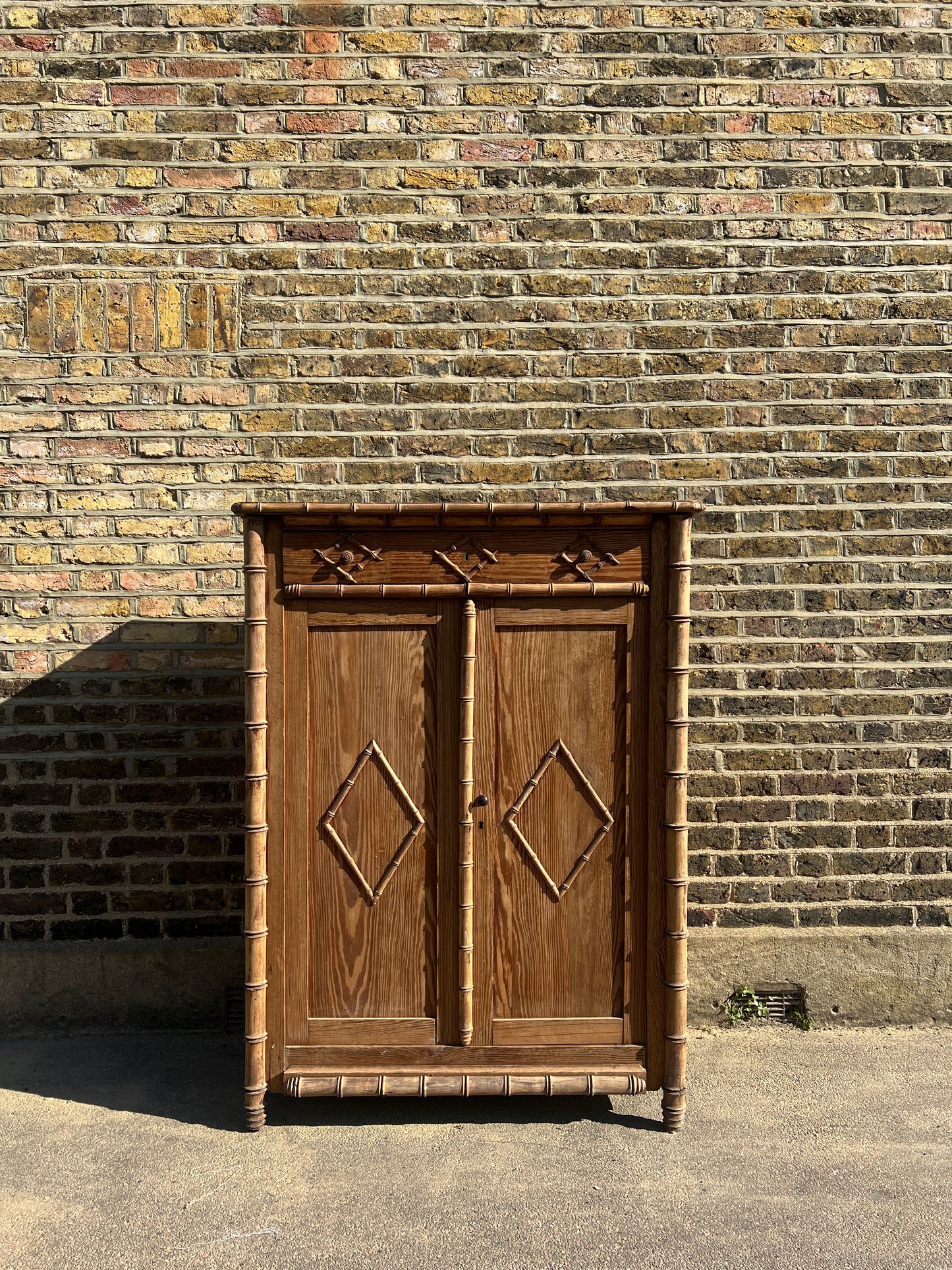 WOODEN FRENCH FAUX BAMBOO CABINET