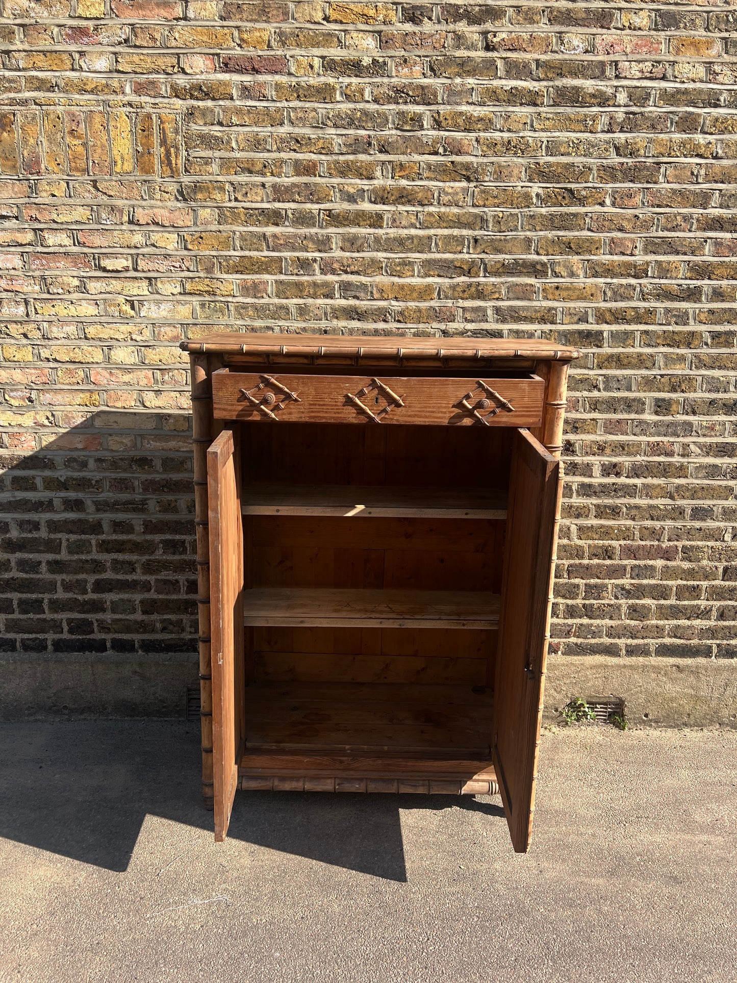 WOODEN FRENCH FAUX BAMBOO CABINET
