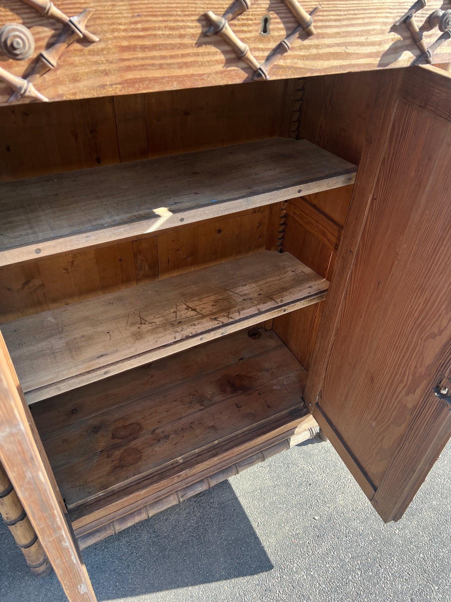 WOODEN FRENCH FAUX BAMBOO CABINET