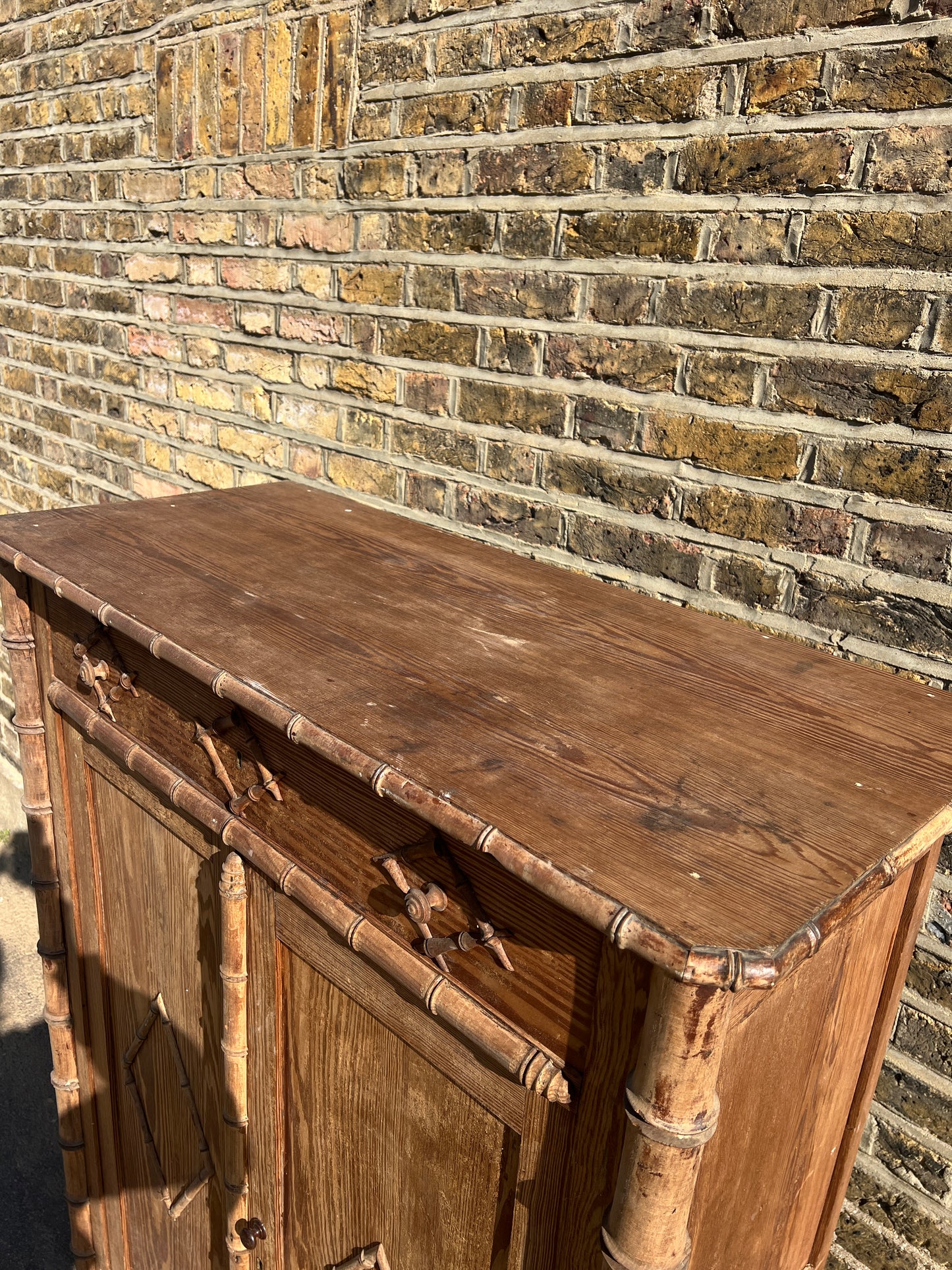 WOODEN FRENCH FAUX BAMBOO CABINET
