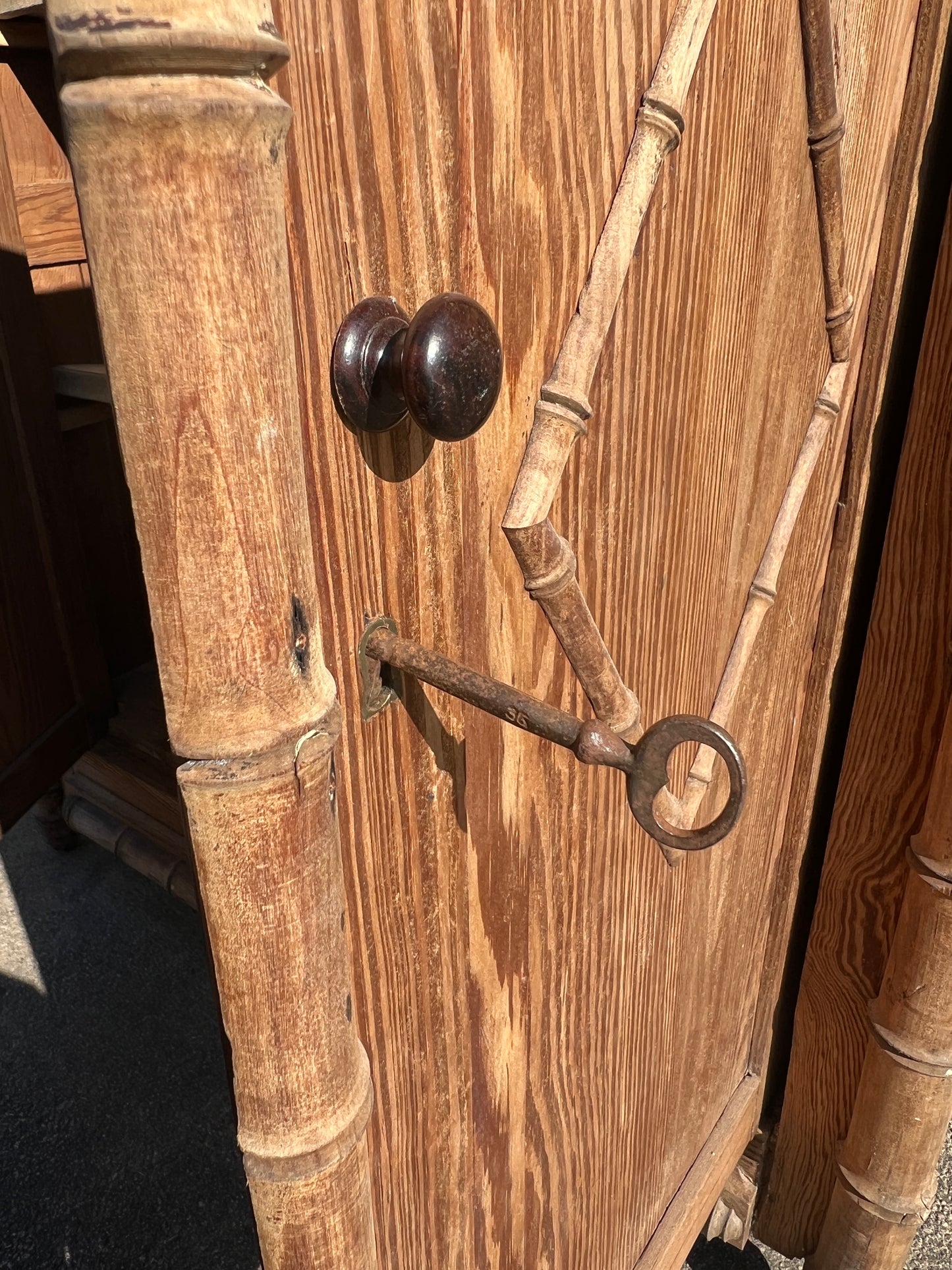 WOODEN FRENCH FAUX BAMBOO CABINET