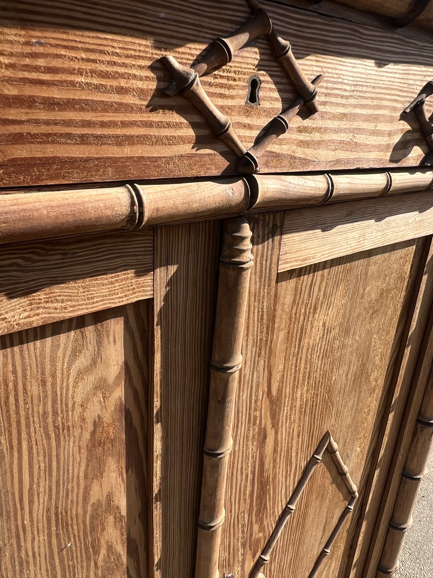 WOODEN FRENCH FAUX BAMBOO CABINET