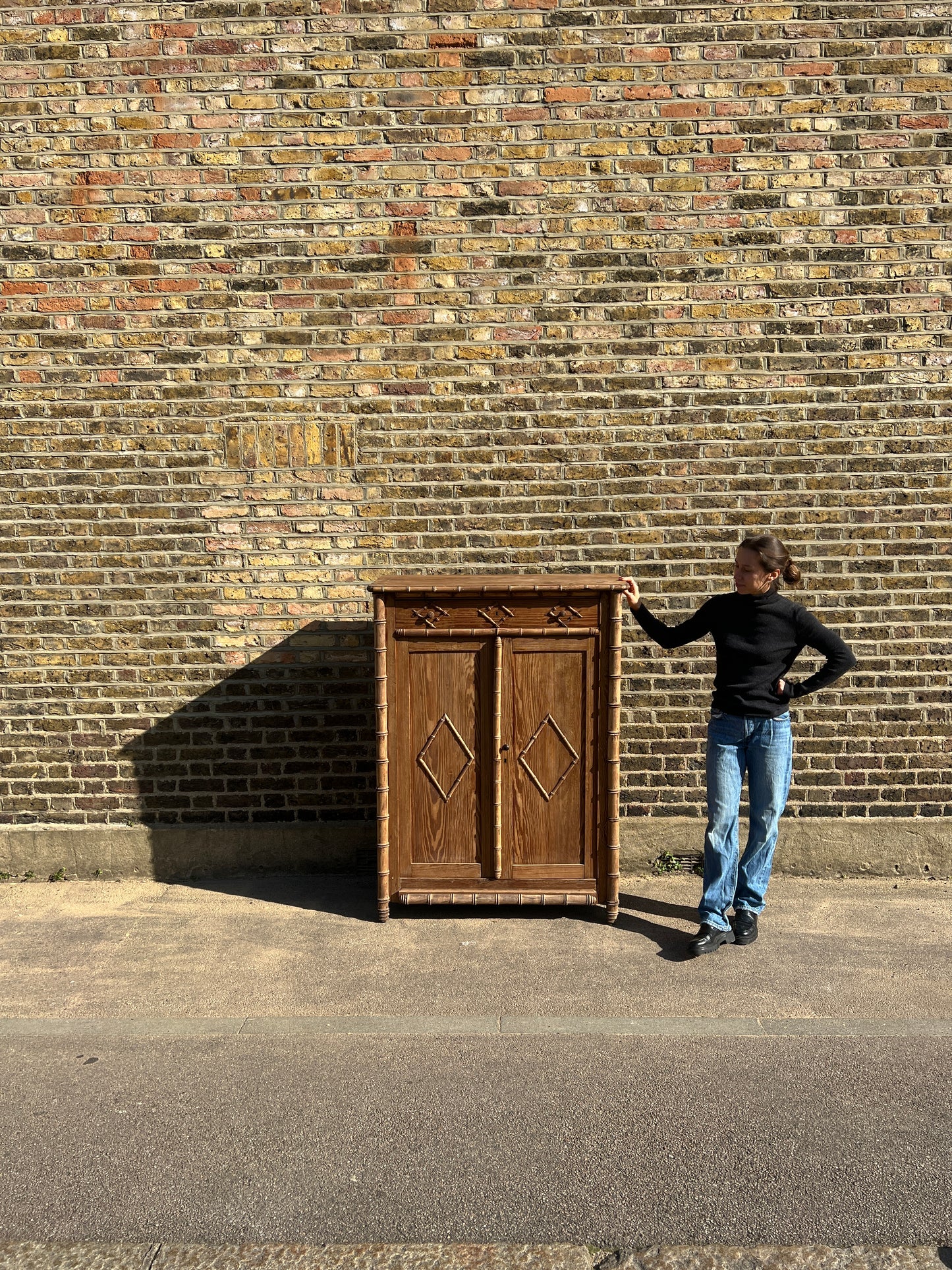 WOODEN FRENCH FAUX BAMBOO CABINET