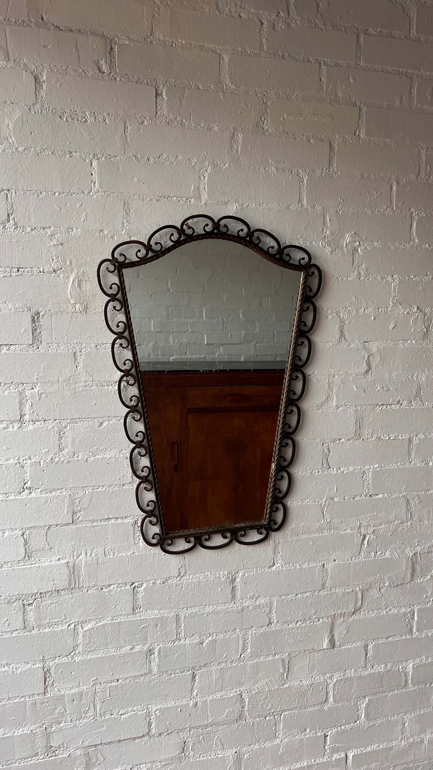 ORNATE WROUGHT IRON MIRROR