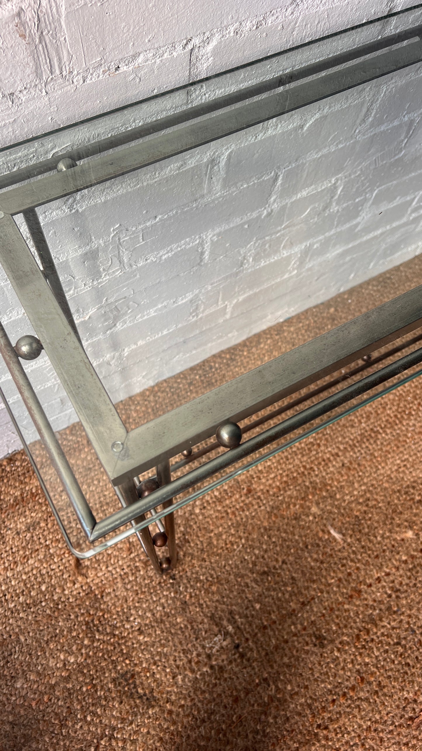 80S GLASS CONSOLE TABLE