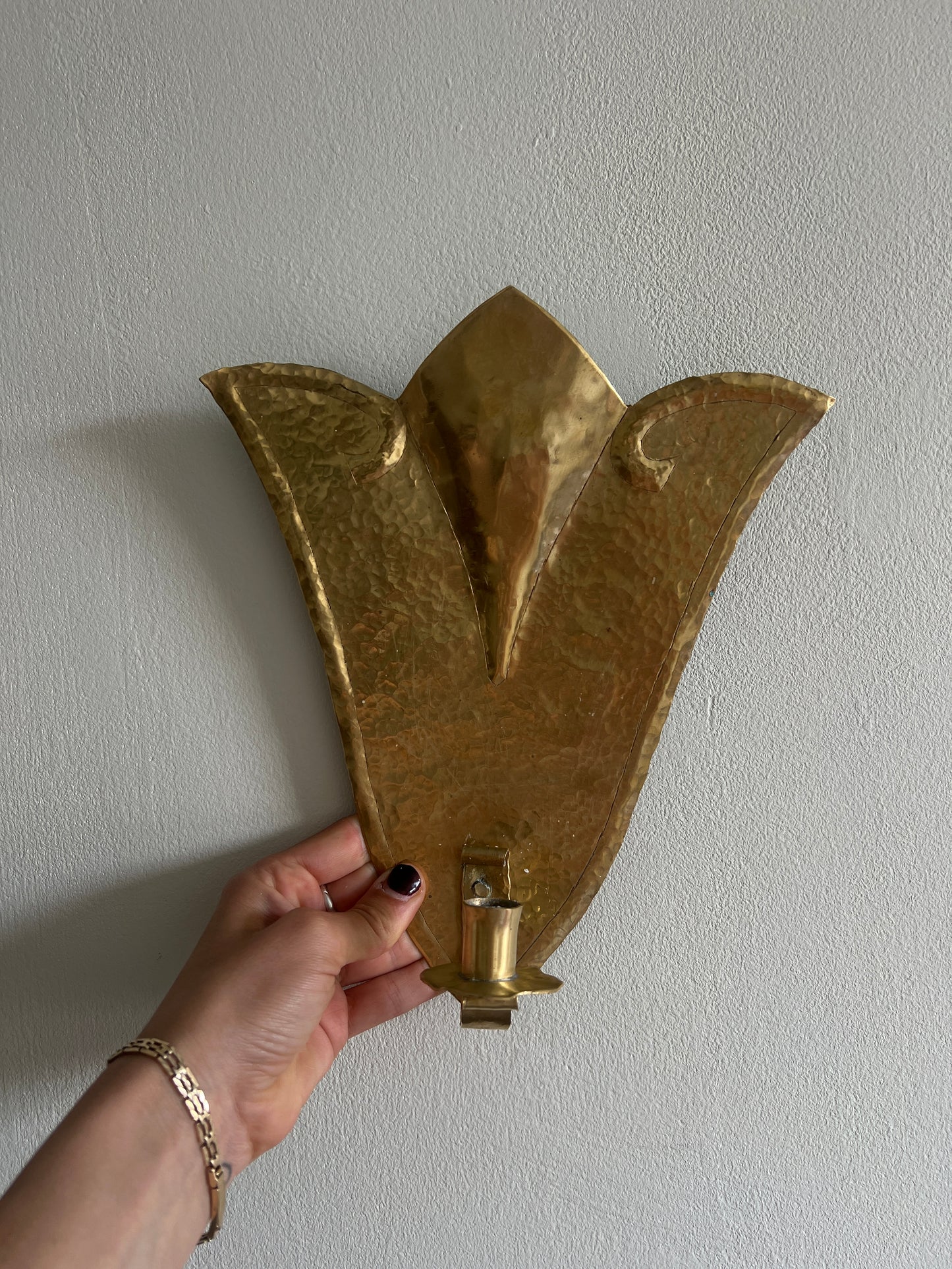 PAIR OF SWEDISH BRASS FAN SCONCES