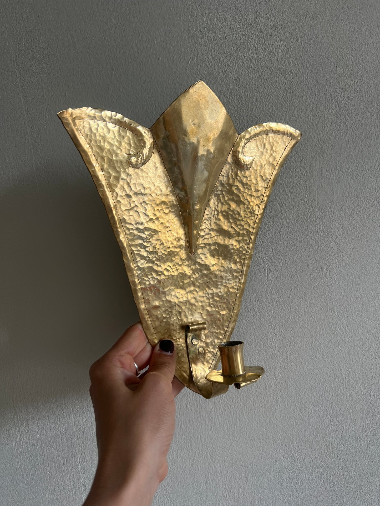 PAIR OF SWEDISH BRASS FAN SCONCES