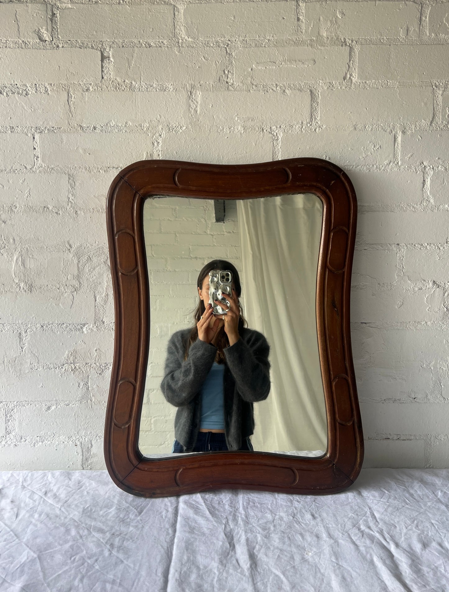 WAVED CARVED FRENCH MIRROR