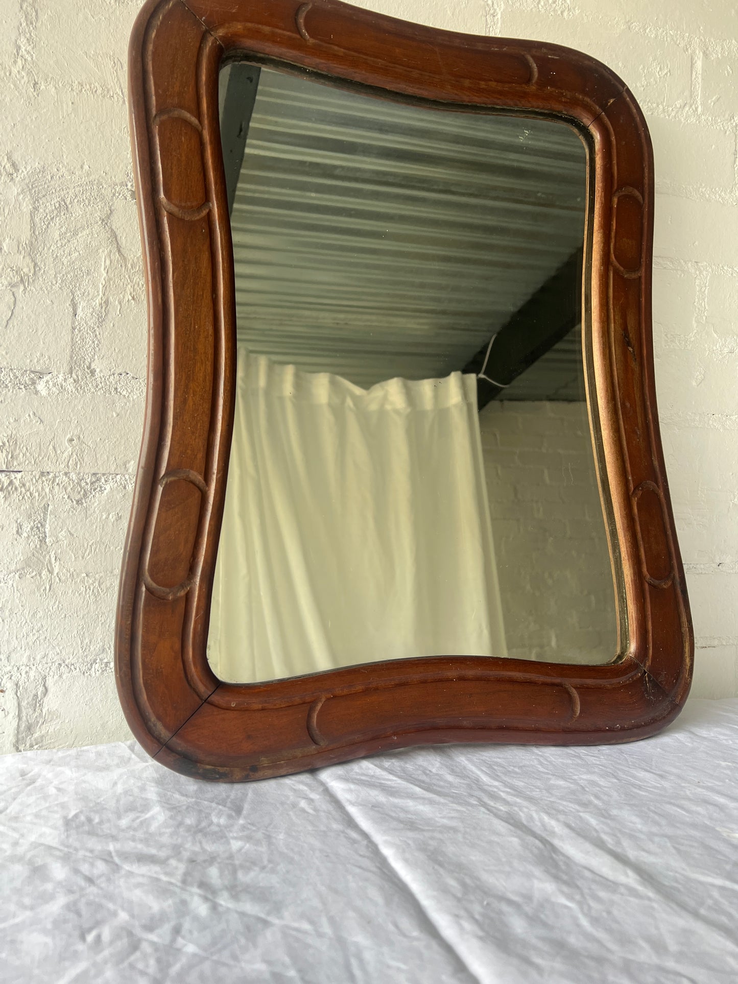 WAVED CARVED FRENCH MIRROR