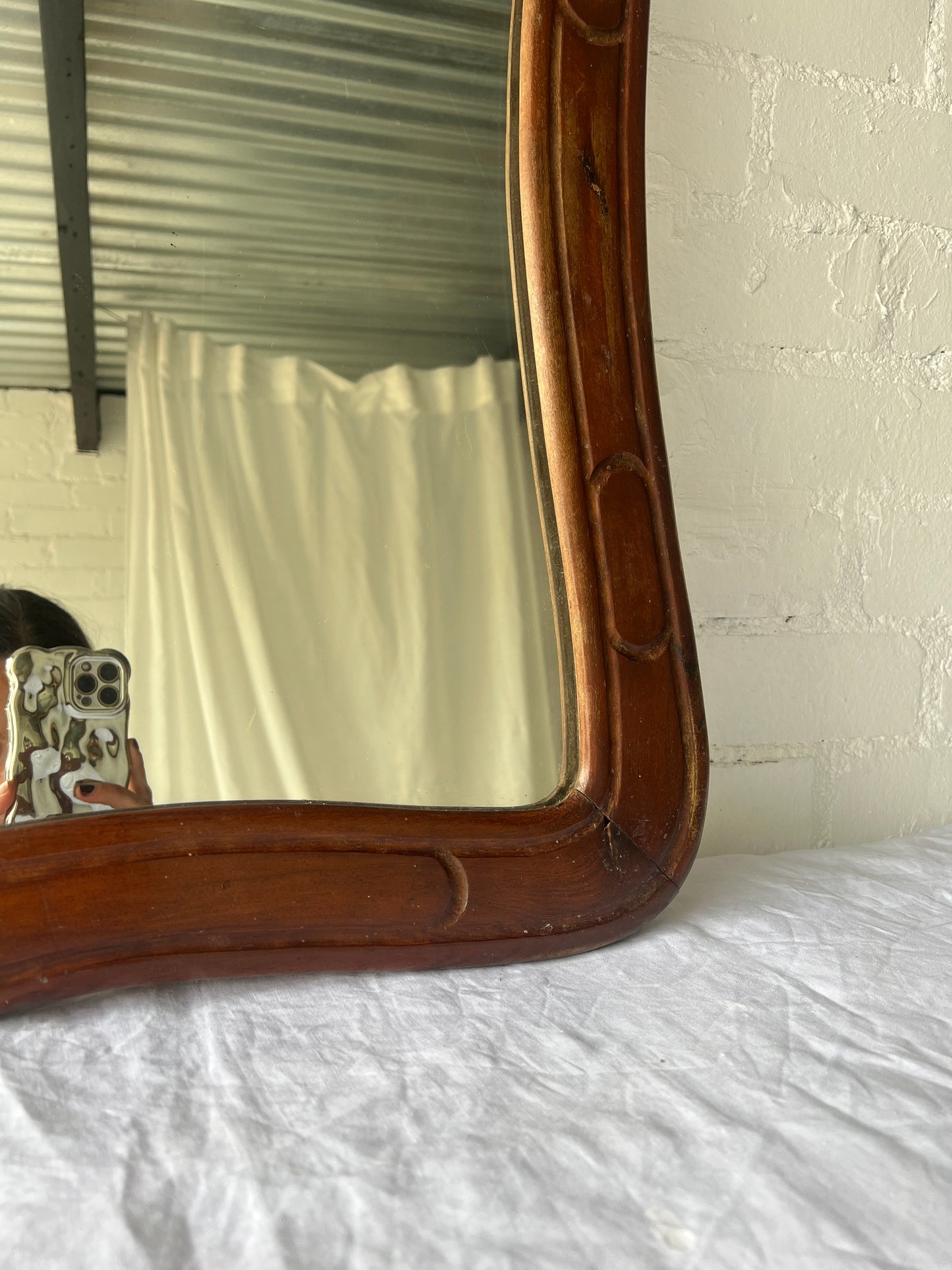 WAVED CARVED FRENCH MIRROR