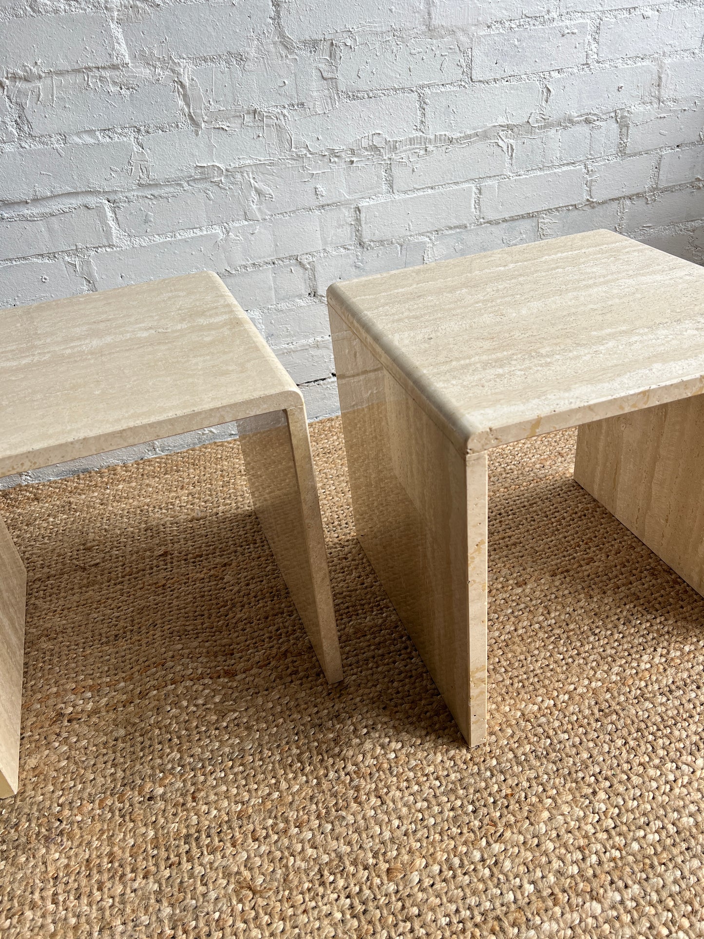 80S CREAM SIDE TRAVERTINE TABLES