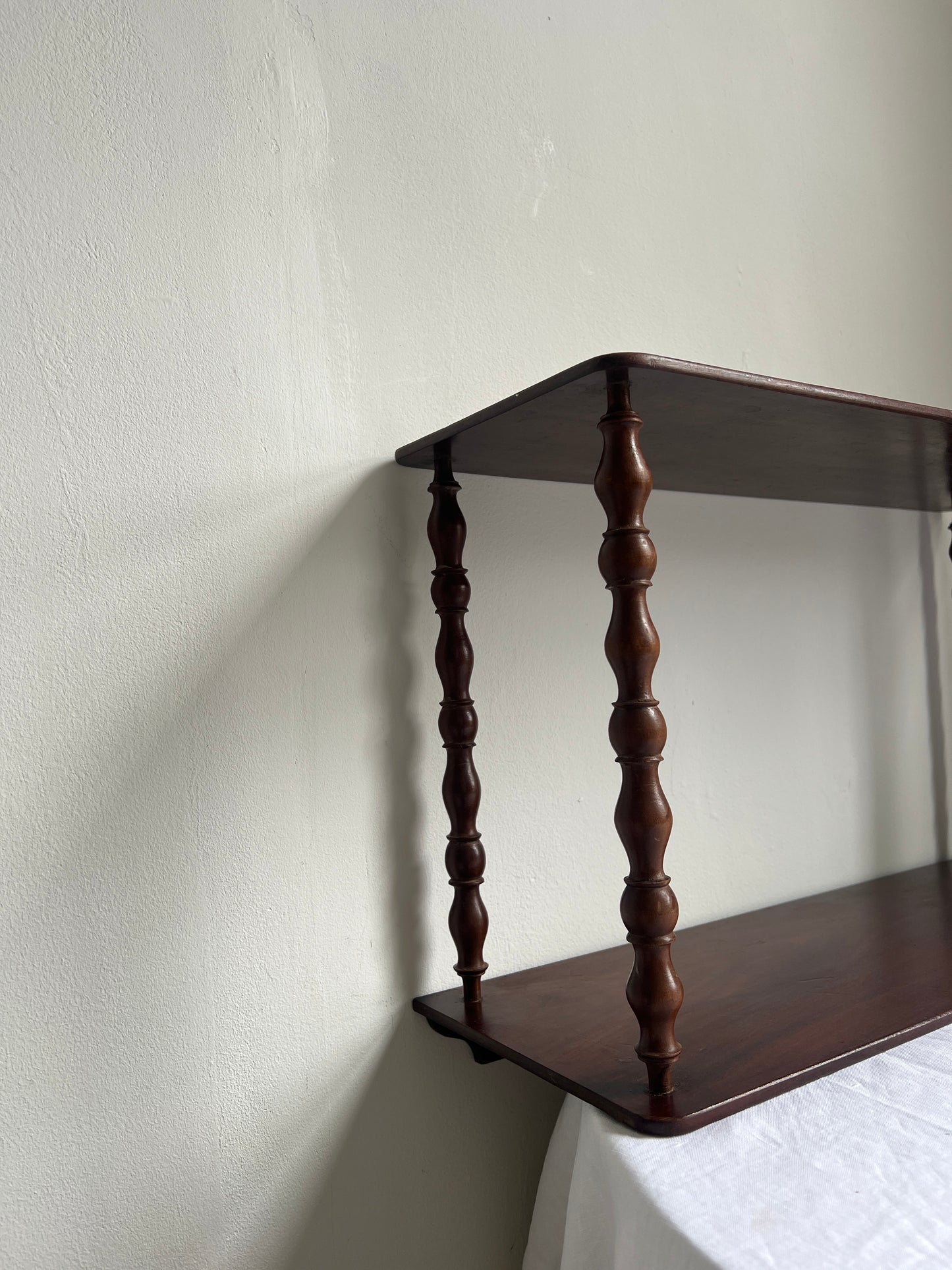 Singular French bobbin wall shelf