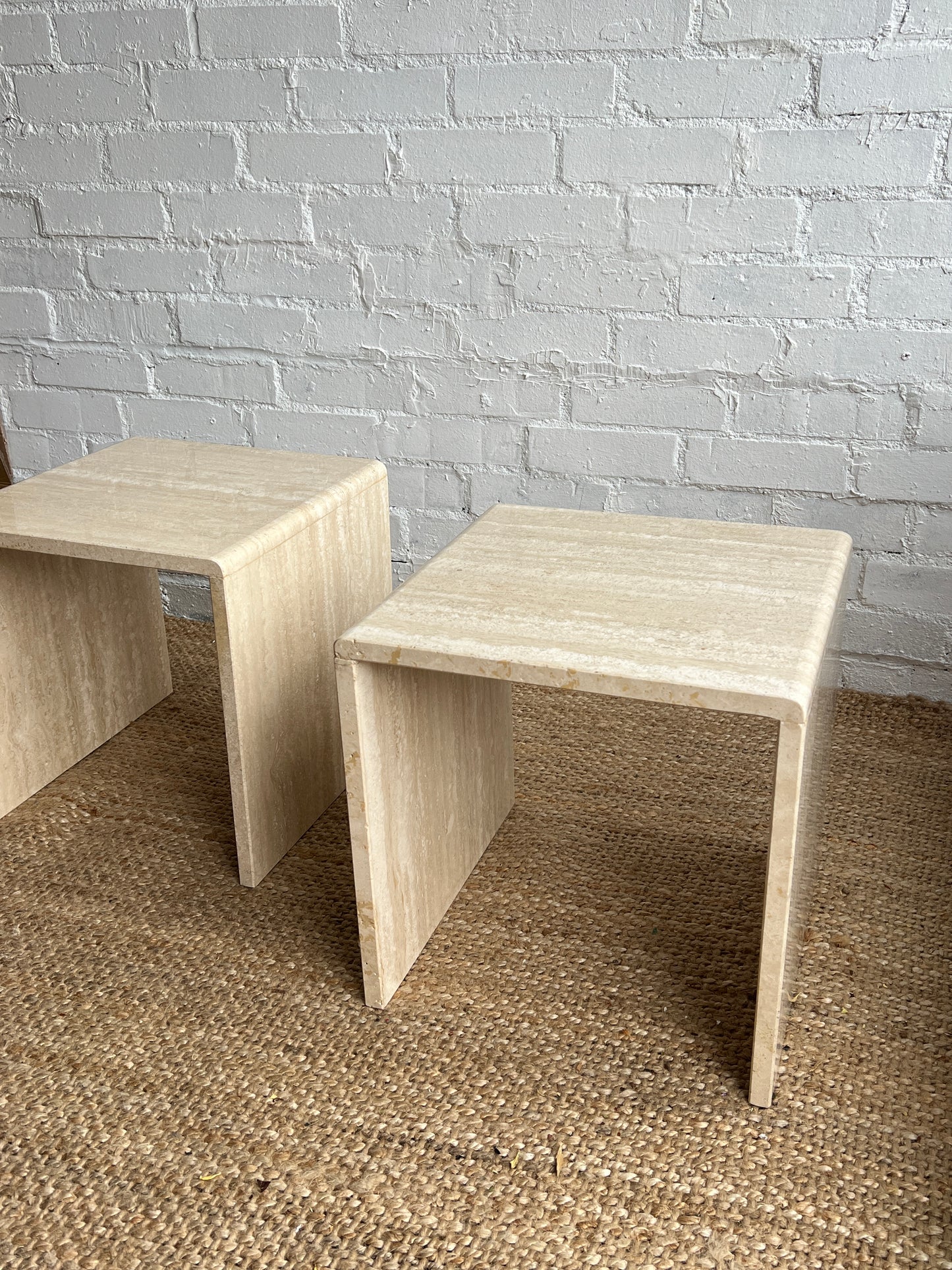 80S CREAM SIDE TRAVERTINE TABLES