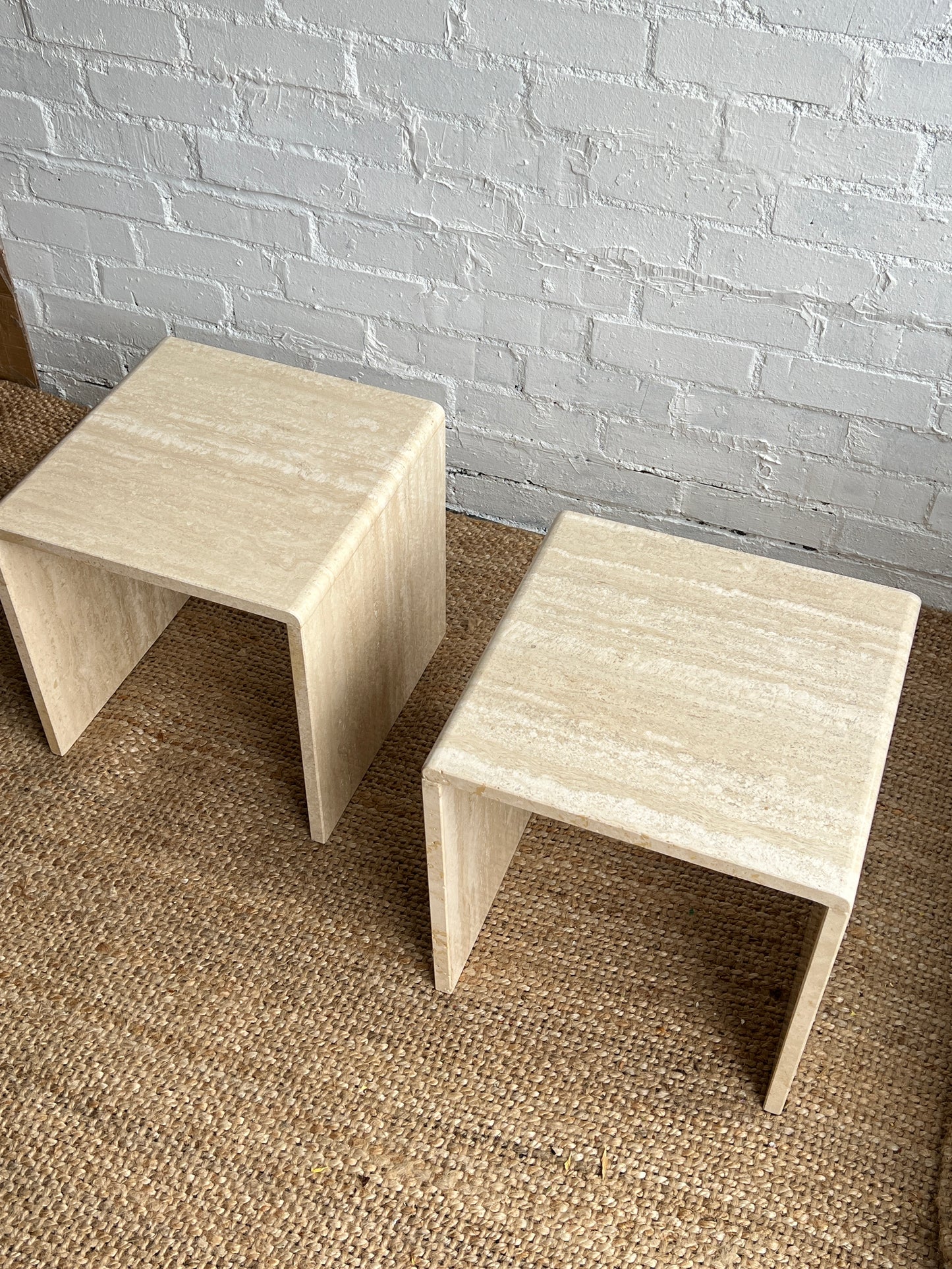 80S CREAM SIDE TRAVERTINE TABLES