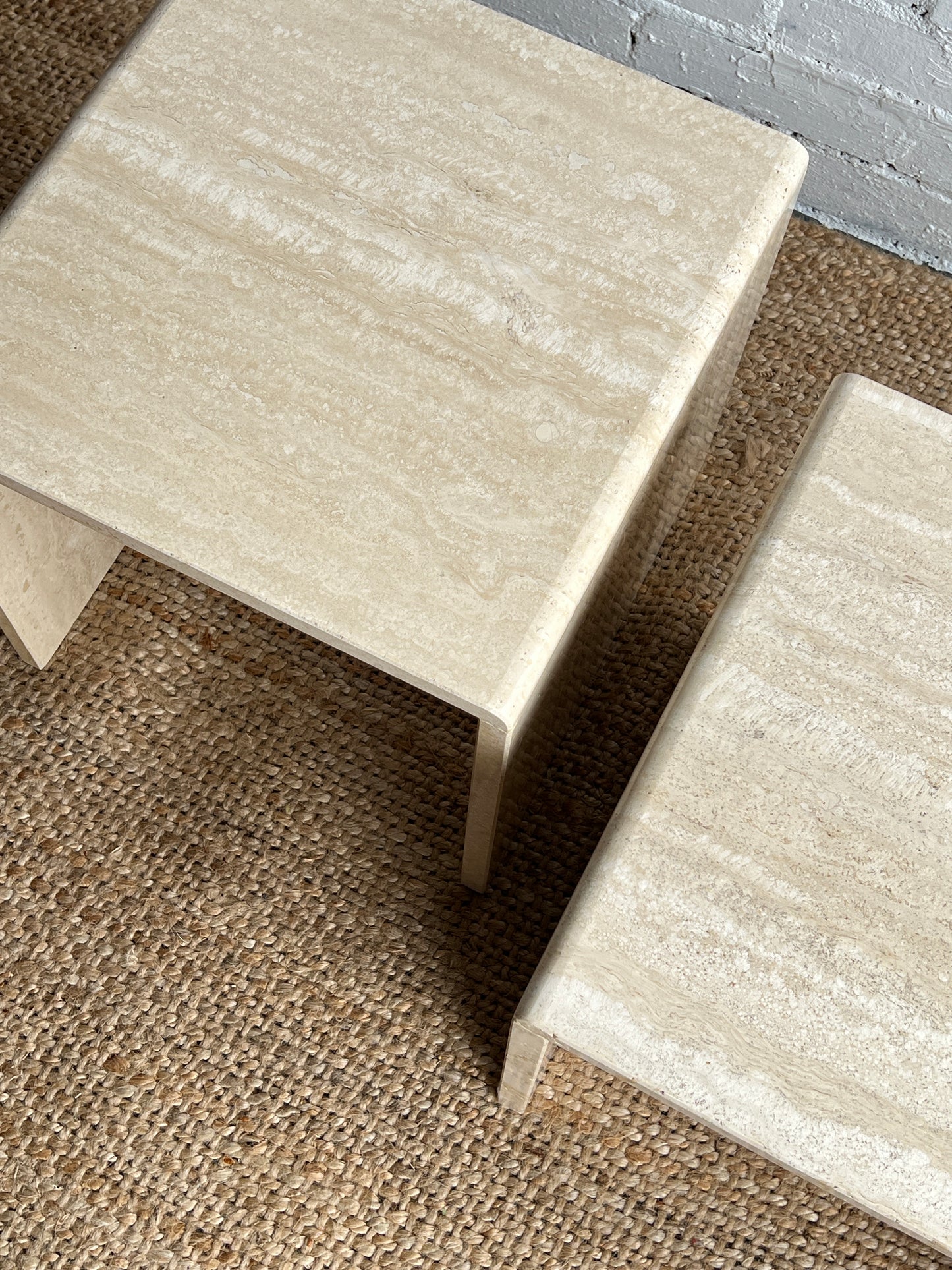 80S CREAM SIDE TRAVERTINE TABLES