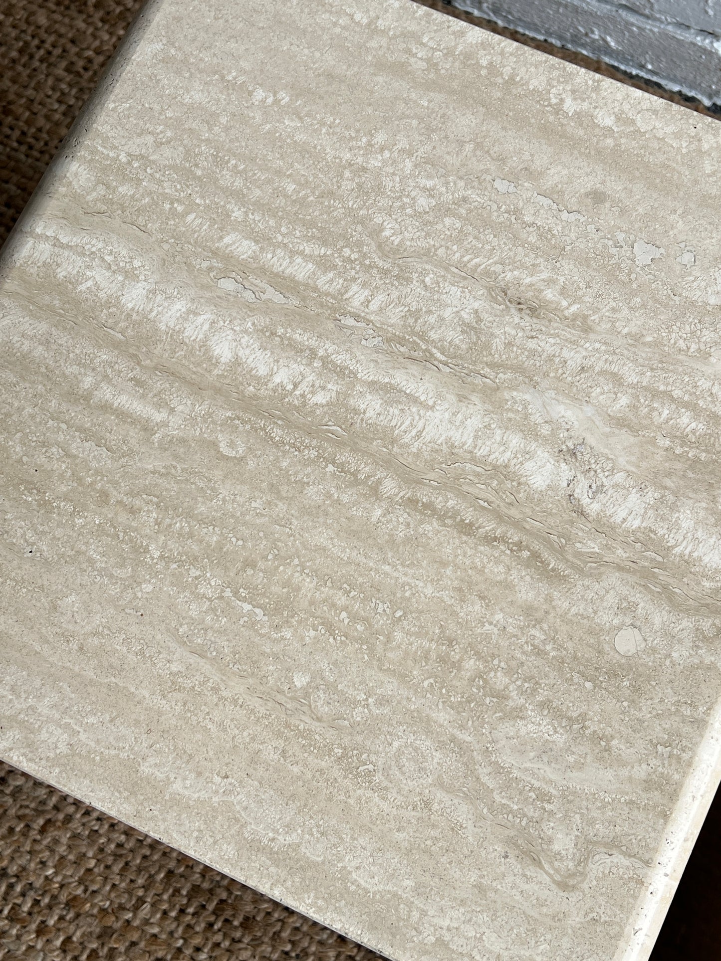 80S CREAM SIDE TRAVERTINE TABLES