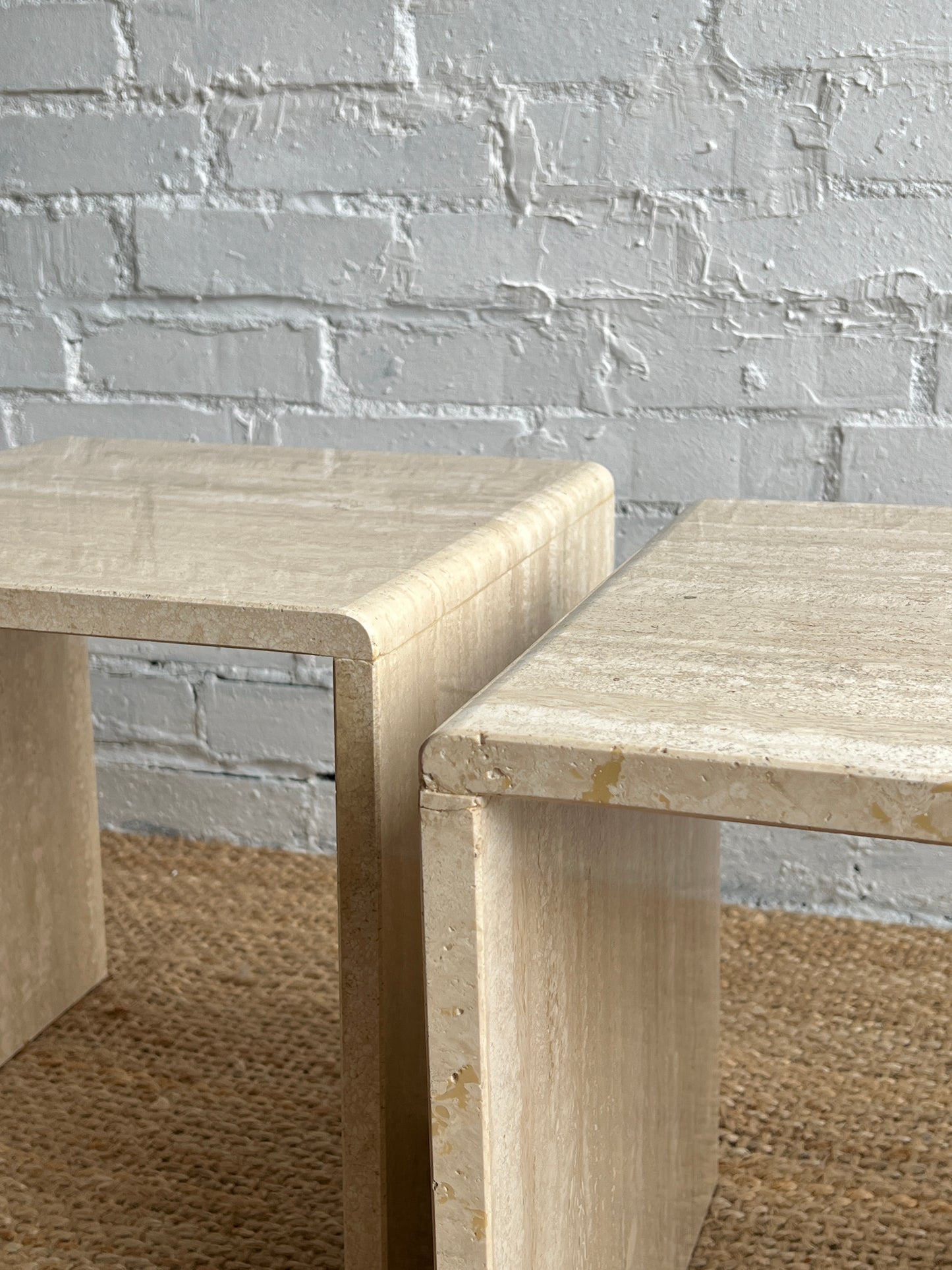 80S CREAM SIDE TRAVERTINE TABLES