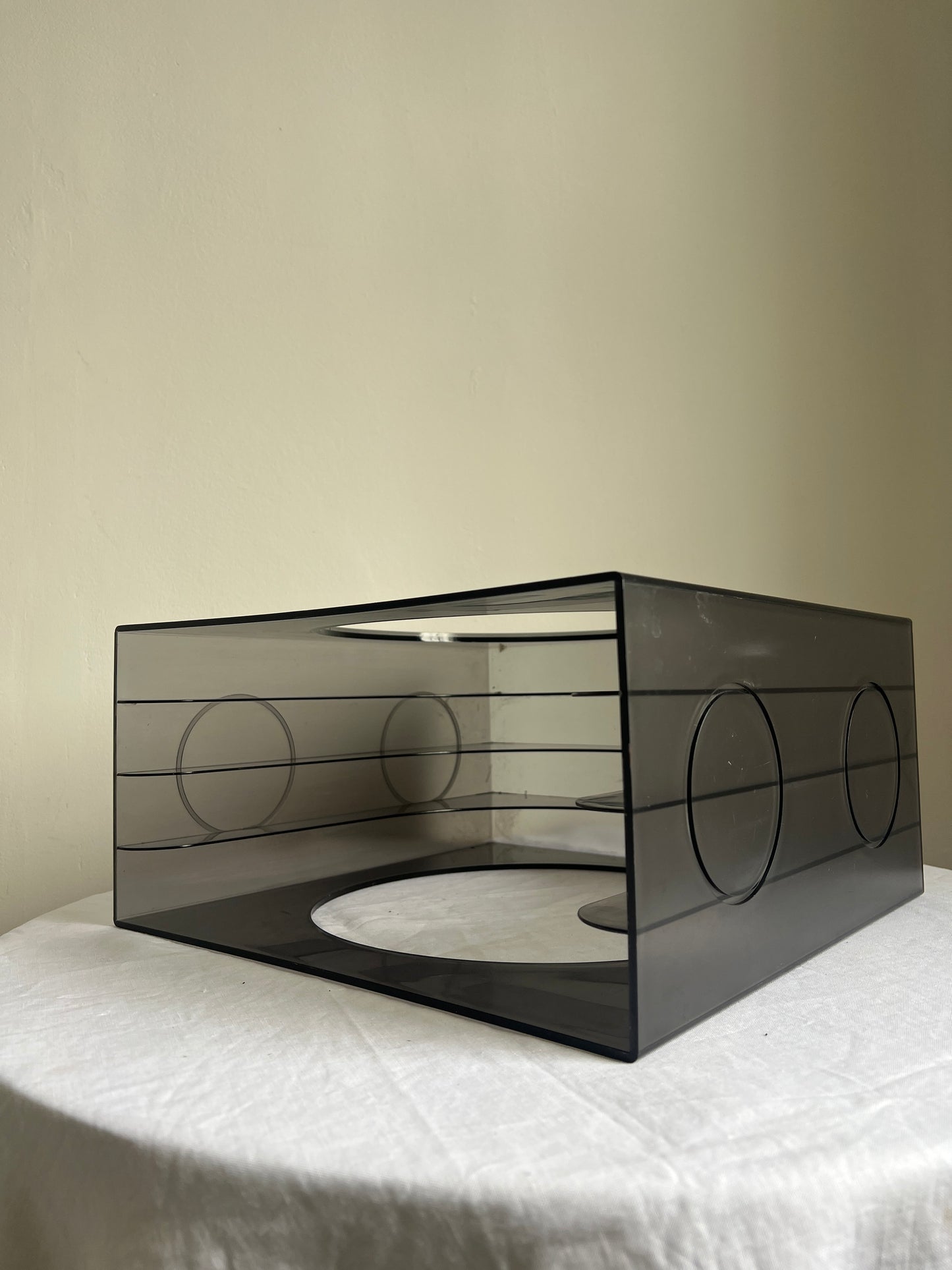70s German modular smokey grey plastic record holder