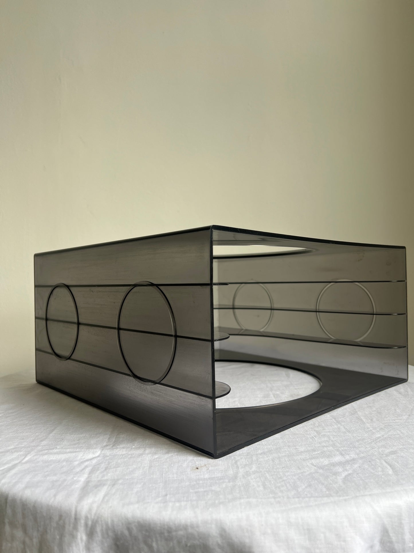 70s German modular smokey grey plastic record holder