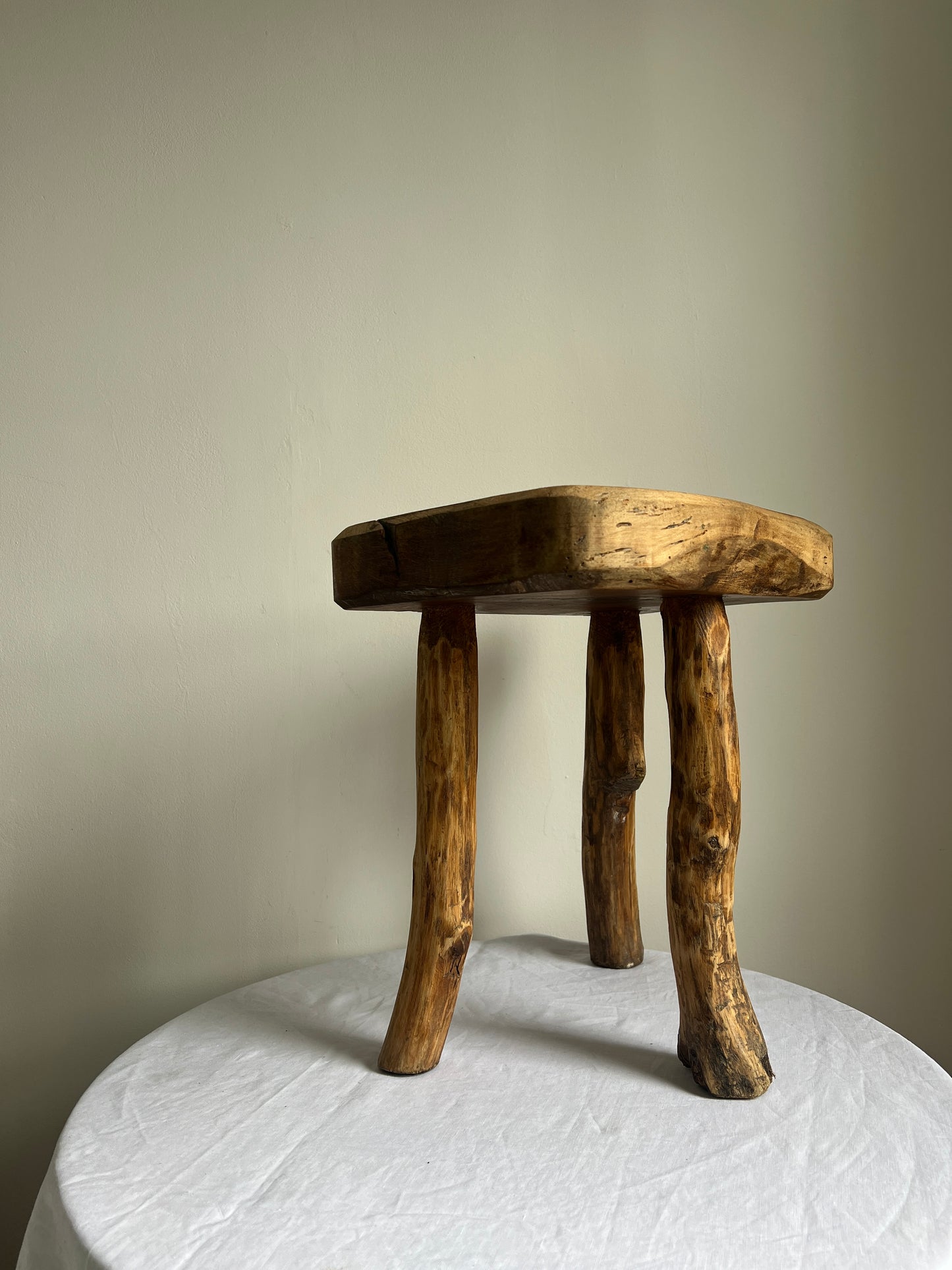 French wooden primitive stool