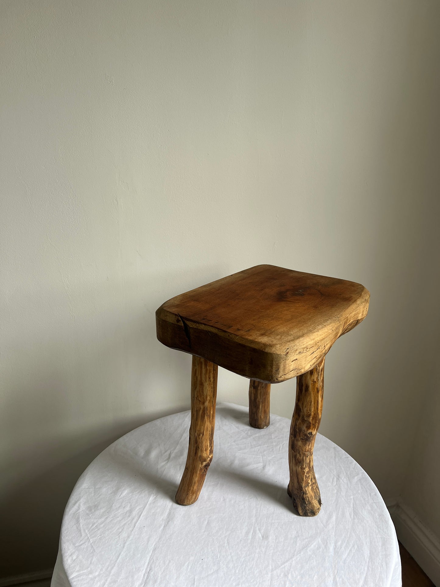 French wooden primitive stool