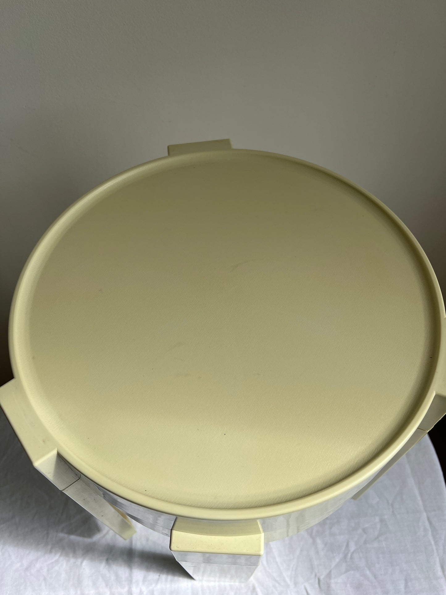 Pair of 70s space age baby yellow stacking tables