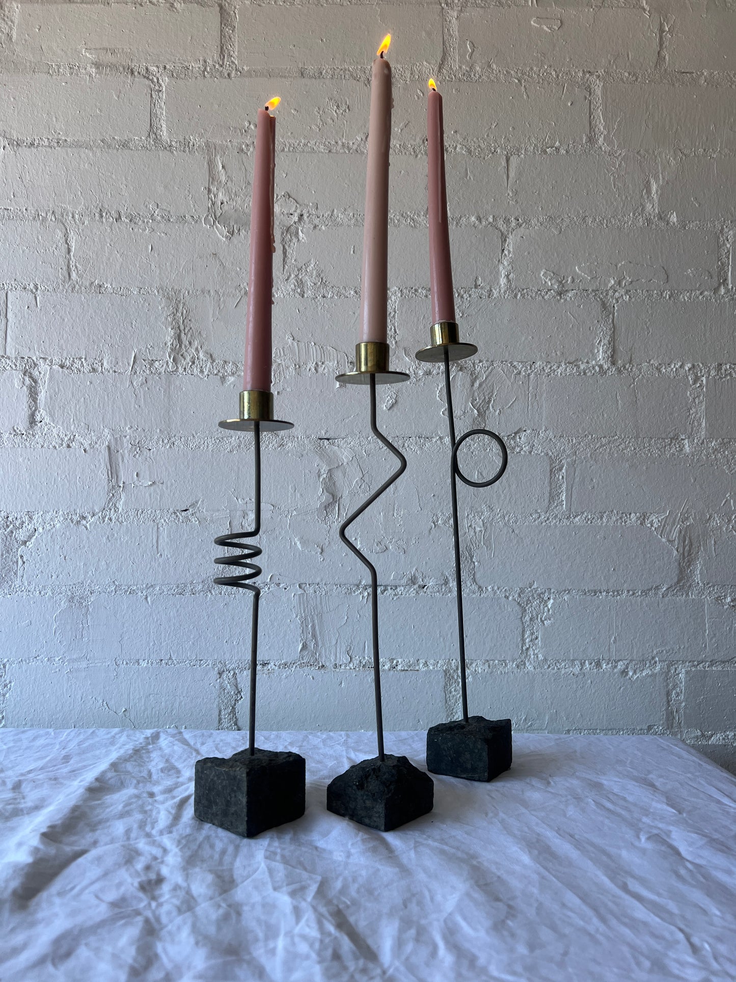 80S IKEA TRIO OF CANDLE HOLDERS