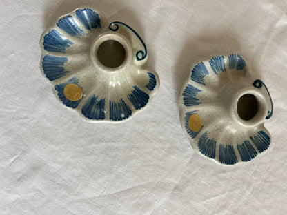 PAIR OF SWEDISH SHELL CANDLE HOLDERS