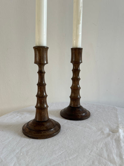 PAIR OF FAUX BAMBOO CANDLE STICKS