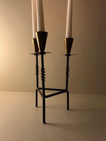 70S SWEDISH TRIPOD BLACK CANDLE HOLDER