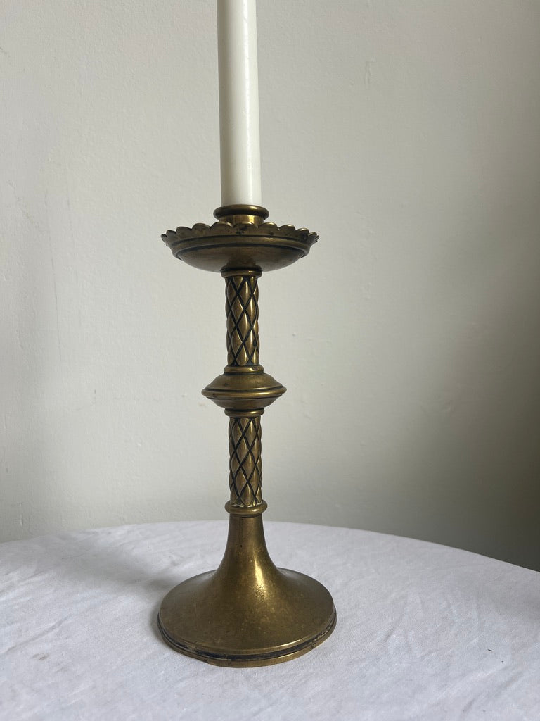 Pair of vintage tall brass candle sticks