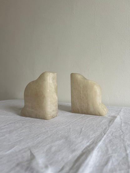 Pair of marble white 'cloud' book ends