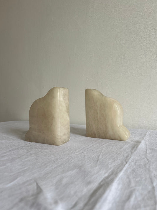 Pair of marble white 'cloud' book ends