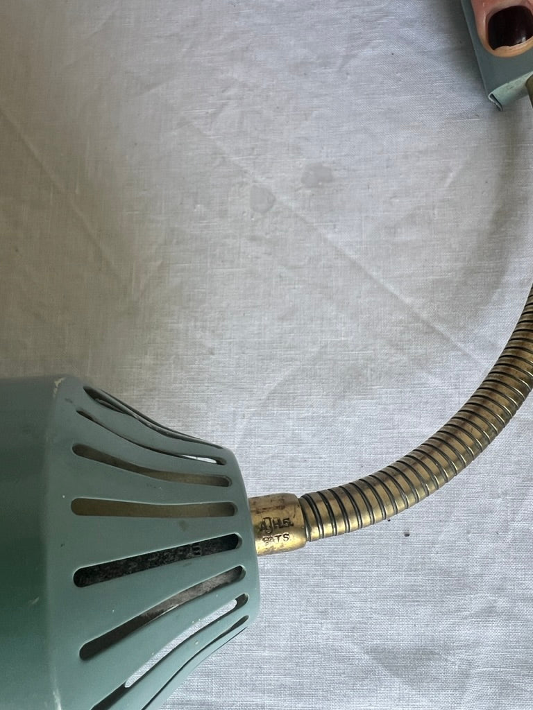 Pair of 50s baby blue brass and metal shades wall lights