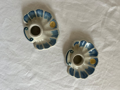 PAIR OF SWEDISH SHELL CANDLE HOLDERS