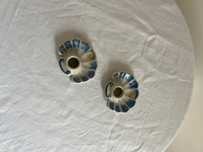 PAIR OF SWEDISH SHELL CANDLE HOLDERS