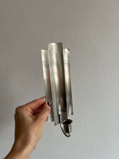 PAIR OF SILVER ENGRAVED SCONCES