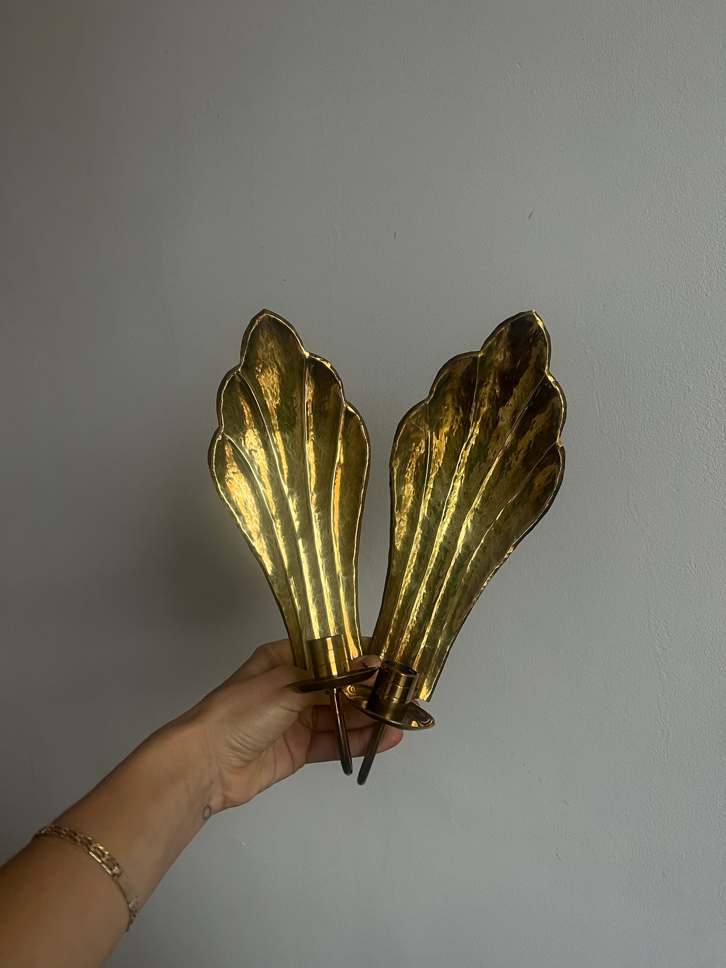 BRASS SHELL HAMMERED SCONCES