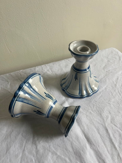 PAIR OF SWEDISH 30S CERAMIC CANDLE HOLDERS