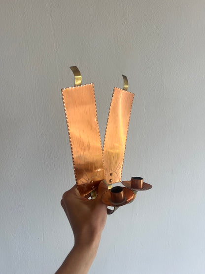 PAIR OF COPPER SUN WALL SCONCES