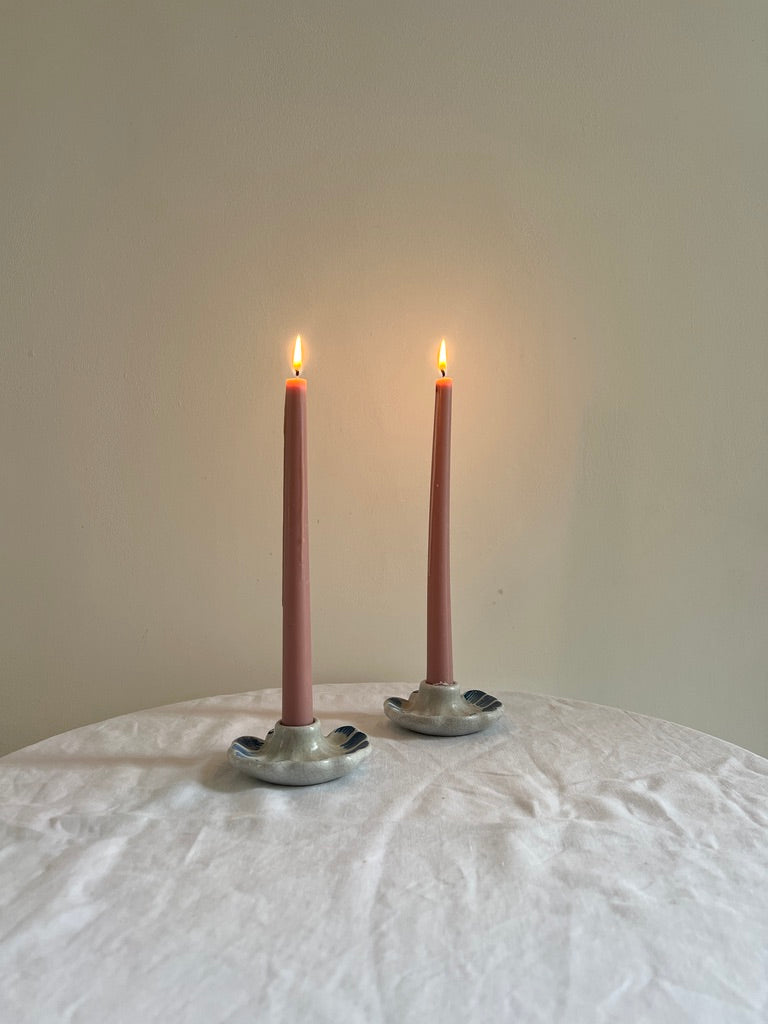 PAIR OF SWEDISH SHELL CANDLE HOLDERS