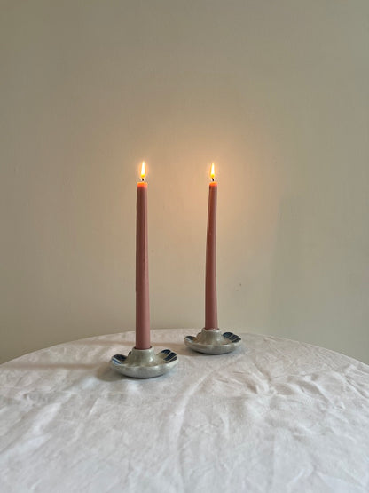 PAIR OF SWEDISH SHELL CANDLE HOLDERS