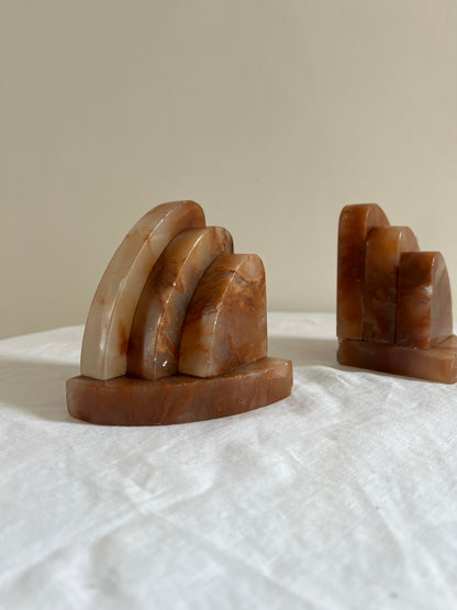 PAIR OF ONYX ART DECO BOOK ENDS