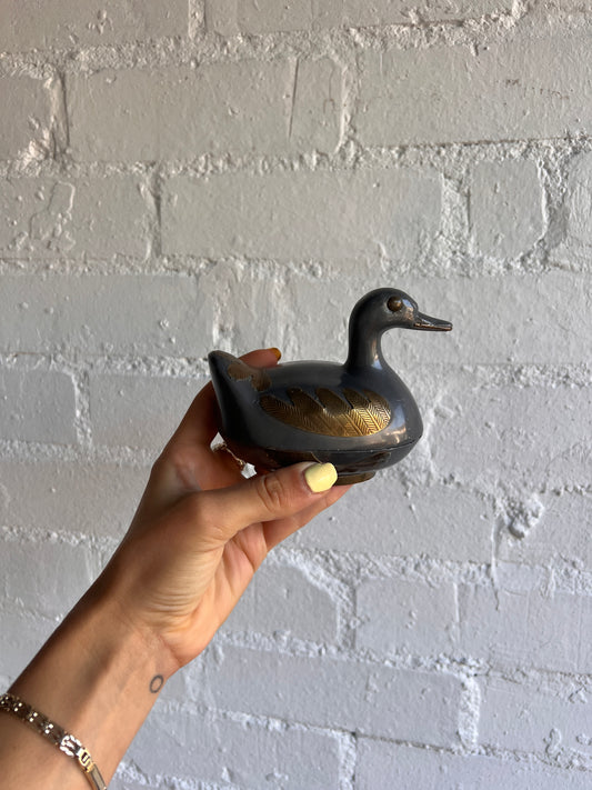 PEWTER FRENCH DUCK TRINKET BOX