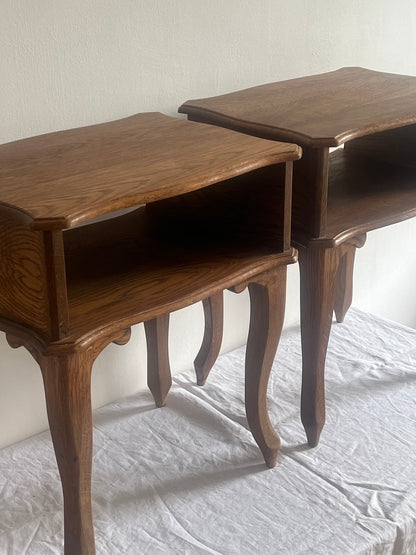 PAIR OF FRENCH OAK BEDSIDE TABLES