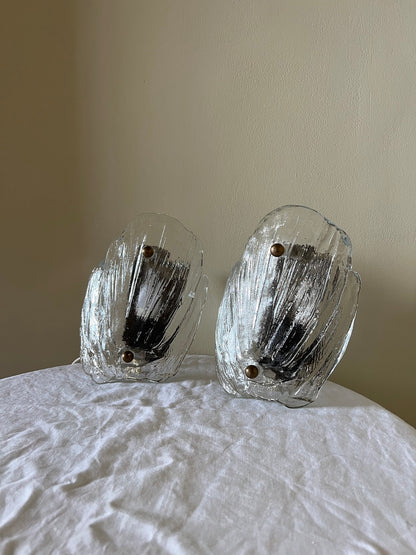 60S PAIR OF GLASS WALL LIGHTS