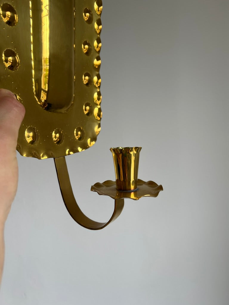 PAIR OF RECTANGULAR BRASS SCONCES